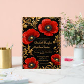 Luxury Black Red and Gold Floral Wedding Acrylschild (Hochzeit)