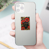 Luxury Black Red and Gold Floral Wedding Aufkleber (Telefon)