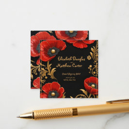Luxury Black Red and Gold Floral Wedding  Begleitkarte