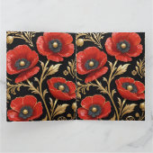 Luxury Black Red and Gold Floral Wedding Dankeskarte (Innenseite)