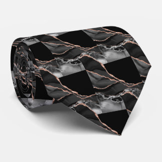 Luxury Black Rose Gold Faux Glitter Faux Silk Krawatte
