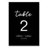 Luxury Black Script Wedding Tischnummer (Rückseite)
