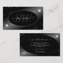 Luxury Black Silver Glitzer Stars Jewels Initials