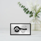 Luxury Black & Silver QR Code Photo Real Estate Visitenkarte (Stehend Vorderseite)