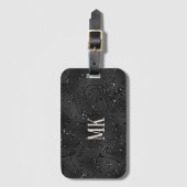Luxury black texture white sparkles pattern gepäckanhänger (Vorderseite Vertikal)