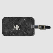 Luxury black texture white sparkles pattern gepäckanhänger (Vorderseite (Horizontal))