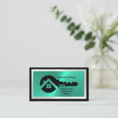 Luxury Black & Turquoise QR Code Photo Real Estate Visitenkarte (Stehend Vorderseite)