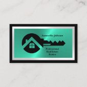 Luxury Black & Turquoise QR Code Photo Real Estate Visitenkarte (Vorderseite)