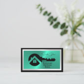Luxury Black & Turquoise QR Code Photo Real Estate Visitenkarte (Stehend Vorderseite)