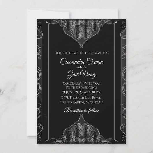 Luxury Black Wedding Einladung (Vorderseite)