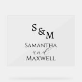 Luxury BlackWedding Monogram Acrylschild (Vorderseite)