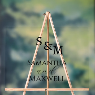 Luxury BlackWedding Monogram Acrylschild