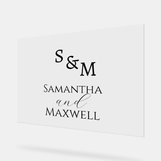 Luxury BlackWedding Monogram Acrylschild (Winkel)