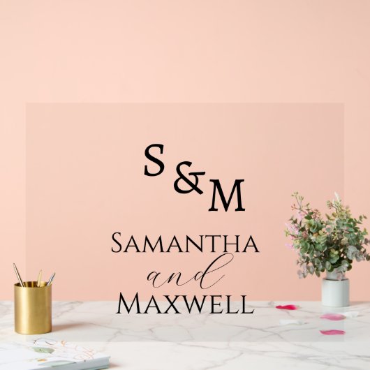 Luxury BlackWedding Monogram Acrylschild (Hochzeit)