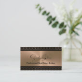 Luxury Blk Copper QR Code Real Estate Visitenkarte (Stehend Vorderseite)