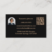 Luxury Blk Copper QR Code Real Estate Visitenkarte (Rückseite)