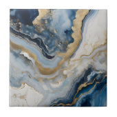 Luxury Blue and Gold Agate Geode Marble Abstract Fliese (Vorderseite)