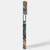 Luxury Blue and Gold Marble Swirl iPhone Case (Rückseite / Rechts)