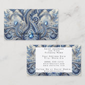 Luxury Blue and White Paisley Diamond Visitenkarte (Vorne/Hinten)