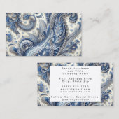 Luxury Blue and White Paisley Visitenkarte (Vorne/Hinten)