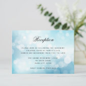 Luxury Blue Bokeh Glitzer Light WEDDING REZEPTION Begleitkarte (Stehend Vorderseite)