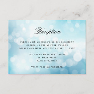 Luxury Blue Bokeh Glitzer Light WEDDING REZEPTION Begleitkarte