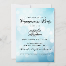 Luxury Blue Bokeh Light Chic Engagement Party Einladung