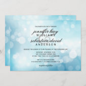 Luxury Blue Bokeh Light Chic Wedding Einladung (Vorne/Hinten)