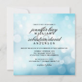 Luxury Blue Bokeh Light Chic Wedding Einladung (Vorderseite)