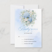 Luxury Blue Floral Gold Wedding RSVP Enclosure (Vorderseite)