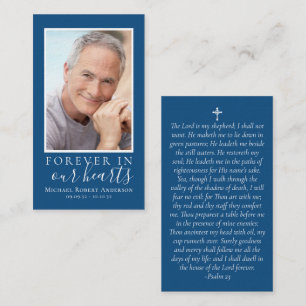 Luxury Blue Foto Memorial Prayer Card Mitteilungskarte