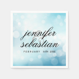 Luxury Blue Glitzer bokeh WEDDING MONOGRAM Serviette