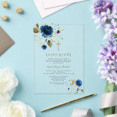 Luxury Blue Gold Blume Boy Dedication Acryleinladungen (In Situ (Hochzeit))