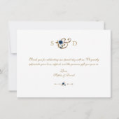 Luxury Blue Gold Floral Wedding Vielen Dank Dankeskarte (Rückseite)