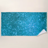 Luxury Blue Gold Glitzer Strandtuch (Vorderseite)