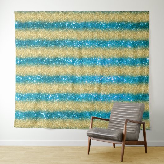 Luxury Blue Gold Glitzer Wandteppich (Beispiel (Horizontal))