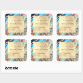 Luxury Blue Gold Marble Geode Muster Kerze Quadratischer Aufkleber (Blatt)