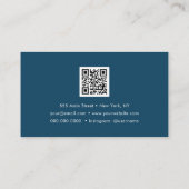 Luxury Blue Gold QR Code Mode Trendy Modern Visitenkarte (Rückseite)