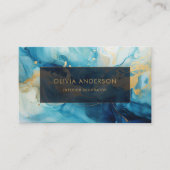 Luxury Blue Gold QR Code Mode Trendy Modern Visitenkarte (Vorderseite)