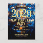 Luxury Blue Gold Silvester Party Einladung Postkarte (Vorderseite)