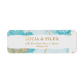 Luxury Blue Gold Watercolor Abstrakte Adresse (Vorne)