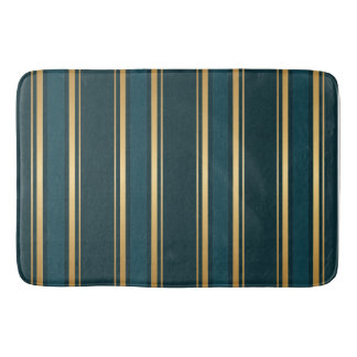 Luxury Blue Green Gold Stripe Gift Wrap Pattern Badematte