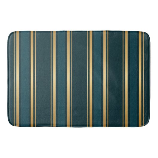 Luxury Blue Green Gold Stripe Gift Wrap Pattern Badematte (Vorderseite)