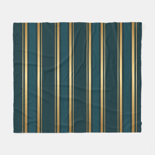 Luxury Blue Green Gold Stripe Gift Wrap Pattern Fleecedecke (Vorderseite (Horizontal))