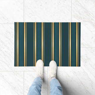 Luxury Blue Green Gold Stripe Gift Wrap Pattern Fußmatte