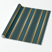 Luxury Blue Green Gold Stripe Gift Wrap Pattern Geschenkpapier (Ungerollt)