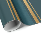 Luxury Blue Green Gold Stripe Gift Wrap Pattern Geschenkpapier (Rolleneckpunkt)