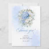 Luxury Blue Hydrangea Eucalyptus thank you card Dankeskarte (Vorderseite)