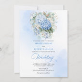 Luxury Blue Hydrangea Gold Wedding Invitation Einladung (Vorderseite)