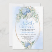 Luxury Blue Hydrangeas Sweet Sixteen Party Invite Einladung (Vorderseite)